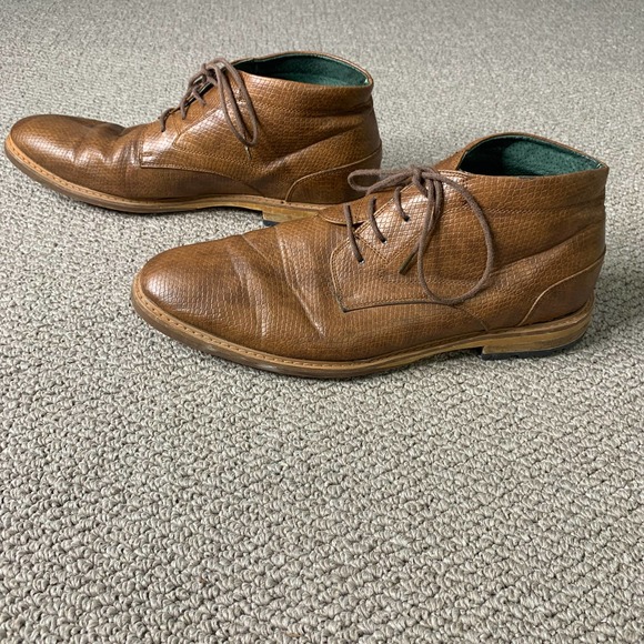 Todd Welsh Mens Boots Size‎ 9M Brown Snake-Embossed Leather Chukka Lace Up - Picture 1 of 11